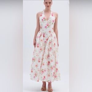 AKIRA keeping it moving on Floral Halter Dress - Pink and Cream NWT